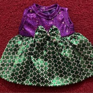 8/9 Inch Purple and Green Mermaid Sequin Doll Dress